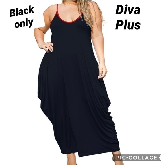1 Left! Diva Plus Black Maxi Sundress - Picture 1 of 3